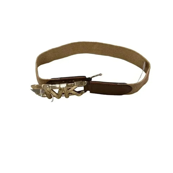 Stretch Straw Belt with MK Logo Buckle, Brown, L/XL - Picture 2 of 2